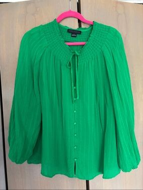 Sanctuary Emerald Green Smocked Yoke Peasant Blouse